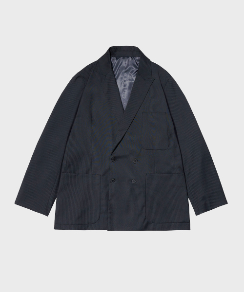 TY(ティワイ)の「クラシックストライプダブルジャケット、ブラック(テーラードジャケット・メンズ・その他・MEDIUM/LARGE)」の1枚目の写真