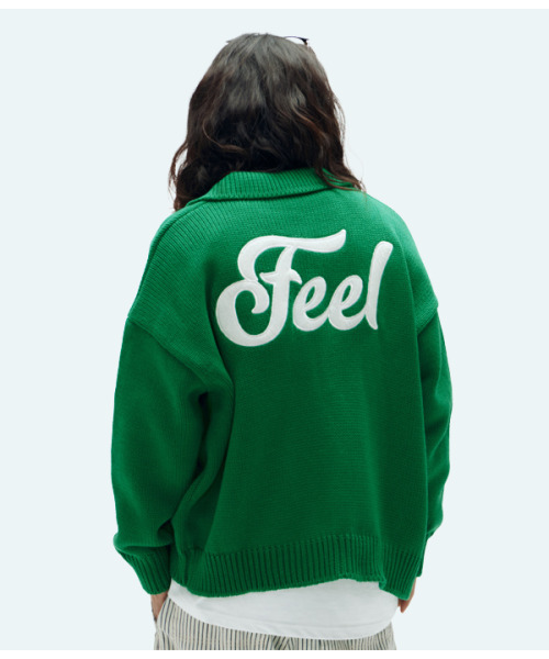 FEELENUFF(フィルイナフ)の「FEEL LOGO CROPPED KNITJACKET GREEN(ニット/セーター・メンズ・その他・LARGE/X-LARGE)」の1枚目の写真