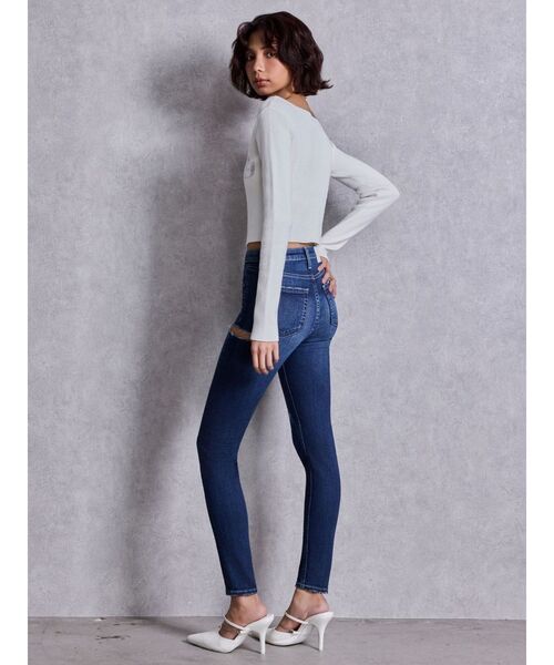 GYDA（ジェイダ）の「ミドルウエストSIDE RIPPEDスキニーデニムパンツ（デニムパンツ・レディース・ブルー/ブラック/ライトブルー/インディゴブルー・SMALL/X-SMALL/MEDIUM）」の8枚目の写真