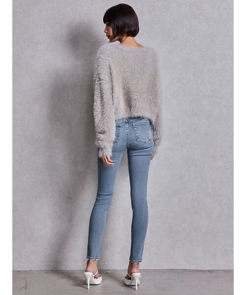 GYDA（ジェイダ）の「ミドルウエストSIDE RIPPEDスキニーデニムパンツ（デニムパンツ・レディース・ブルー/ブラック/ライトブルー/インディゴブルー・SMALL/X-SMALL/MEDIUM）」の12枚目の写真