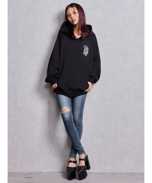 GYDA（ジェイダ）の「ミドルウエストSIDE RIPPEDスキニーデニムパンツ（デニムパンツ・レディース・ブルー/ブラック/ライトブルー/インディゴブルー・SMALL/X-SMALL/MEDIUM）」の17枚目の写真