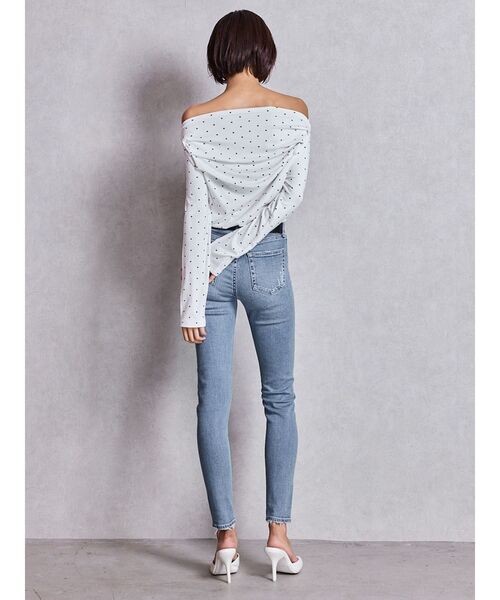 GYDA(ジェイダ)の「ミドルウエストSIDE RIPPEDスキニーデニムパンツ(デニムパンツ・レディース・ブルー/ブラック/ライトブルー/インディゴブルー・SMALL/X-SMALL/MEDIUM)」の8枚目の写真