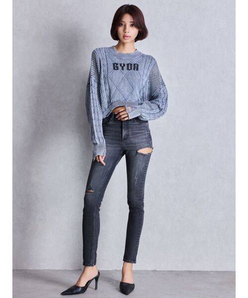GYDA(ジェイダ)の「ミドルウエストSIDE RIPPEDスキニーデニムパンツ(デニムパンツ・レディース・ブルー/ブラック/ライトブルー/インディゴブルー・SMALL/X-SMALL/MEDIUM)」の15枚目の写真