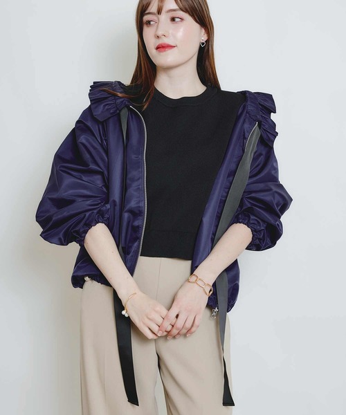 PICCIN（ピッチン）の「ザビエルブルゾン（ブルゾン・レディース・ネイビー/ブラック/オフホワイト・M）」の17枚目の写真