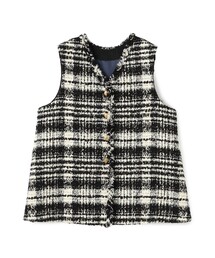 新品未使用 TOMORROWLAND チェック ベスト ウエストリボン付き ジレ TOMORROWLAND｜トゥモローランドのベスト（チェック柄）通販 - ZOZOTOWN