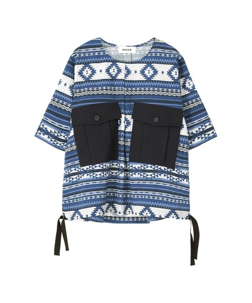 ZUCCa（ズッカ）の「エスニックプリント / プルオーバー / S（ポロシャツ・レディース・ブラック/ブルー・M size）」の6枚目の写真