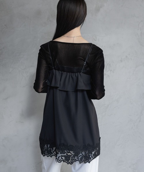 A part by(アパートバイ)の「ヘムレースキャミソール(キャミソール・レディース・オフホワイト/ブラック・FREE)」の11枚目の写真