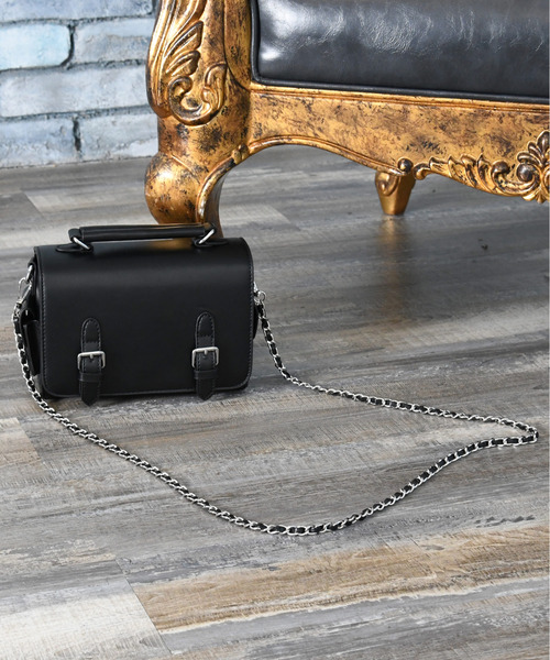 neos（ネオス）の「【neos】スクエア ミニトートバッグ フェイクレザー チェーンショルダー 2WAY ユニセックス（ショルダーバッグ・メンズ・ブラック・FREE）」の2枚目の写真