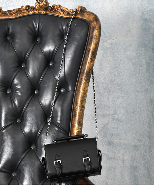 neos（ネオス）の「【neos】スクエア ミニトートバッグ フェイクレザー チェーンショルダー 2WAY ユニセックス（ショルダーバッグ・メンズ・ブラック・FREE）」の3枚目の写真