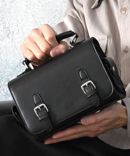 neos（ネオス）の「【neos】スクエア ミニトートバッグ フェイクレザー チェーンショルダー 2WAY ユニセックス（ショルダーバッグ・メンズ・ブラック・FREE）」の6枚目の写真