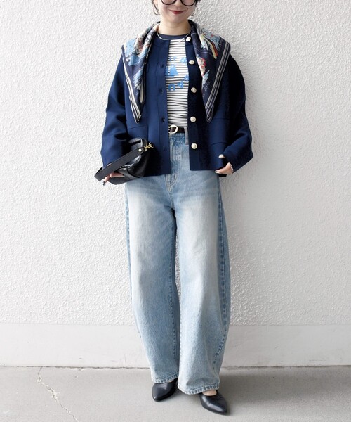 SHIPS any:〈手洗い可能〉クルーネック ニット ジャケット