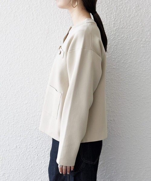 SHIPS any:〈手洗い可能〉クルーネック ニット ジャケット