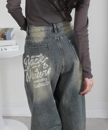 pumpkin port（パンプキンポート）の「ロゴペイント デニムワイドルーズパンツ（デニムパンツ）」