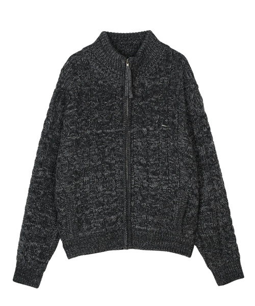 FDR(エフディーアール)の「Heavy Cable Zip-Up Knit Cardigan Charcoal(カーディガン/ボレロ・メンズ・その他・S/M/L)」の2枚目の写真