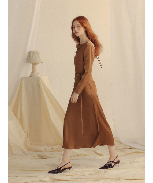 SINCETHEN(シンスゼン)の「グロー ボートネック ロングワンピース (ブラウン)(ワンピース・レディース・その他・S/M/L)」の5枚目の写真