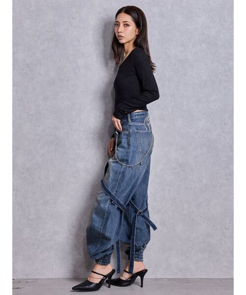 GYDA（ジェイダ）の「GGロゴラインストーンラメテレコハーフスリーブトップス（Tシャツ/カットソー・レディース・ブラック/グレー/オフホワイト・FREE）」の13枚目の写真