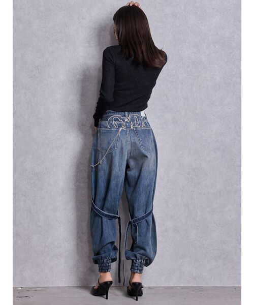 GYDA（ジェイダ）の「GGロゴラインストーンラメテレコハーフスリーブトップス（Tシャツ/カットソー・レディース・ブラック/グレー/オフホワイト・FREE）」の14枚目の写真