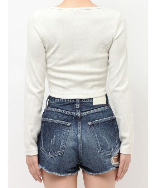 GYDA（ジェイダ）の「GGロゴラインストーンラメテレコトップス（Tシャツ/カットソー・レディース・ブラック/グレー/オフホワイト・FREE）」の5枚目の写真