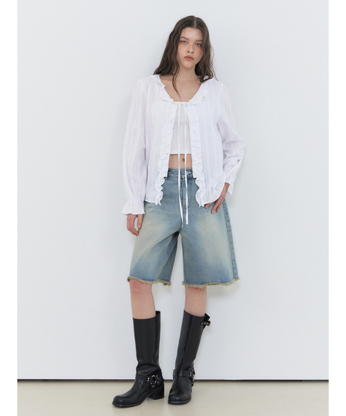 ETMON（エトモン）の「Frill Strap Blouse, White（シャツ/ブラウス・レディース・その他・FREE）」の3枚目の写真