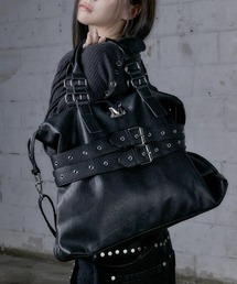 【日本未発売/WEB限定】MUCENT(ムセント)/3WAY フロント ダブル ベルト レザー トート クロス ショルダーバッグ/COR FRONT DOUBLE BELTED LEATHER TOTE BAG