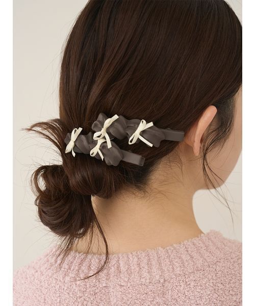 SNIDEL HOME(スナイデルホーム)の「ホイップリボンヘアピン(ヘアピン・レディース・ブラウン/アイボリー/ライトブルー・F)」の1枚目の写真