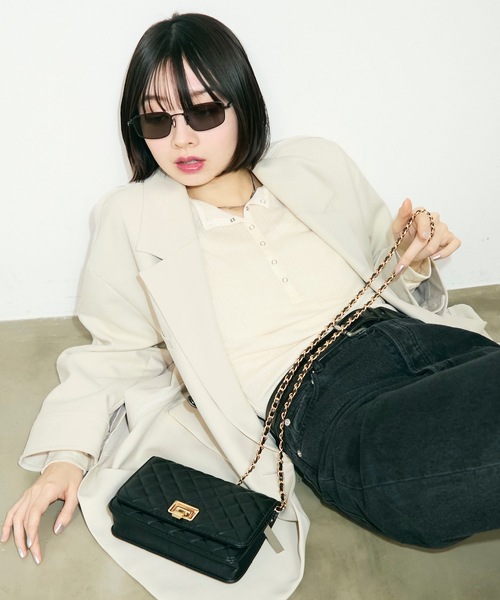 TONER(トナー)の「キルティングチェーンショルダーバッグ/ロゴプレート付き/財布(ショルダーバッグ・レディース・ブラック・FREE)」の10枚目の写真