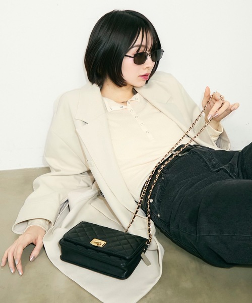TONER(トナー)の「キルティングチェーンショルダーバッグ/ロゴプレート付き/財布(ショルダーバッグ・レディース・ブラック・FREE)」の11枚目の写真