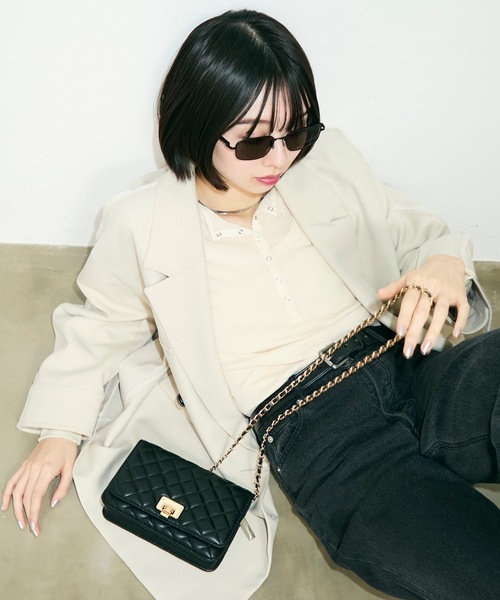 TONER(トナー)の「キルティングチェーンショルダーバッグ/ロゴプレート付き/財布(ショルダーバッグ・レディース・ブラック・FREE)」の12枚目の写真