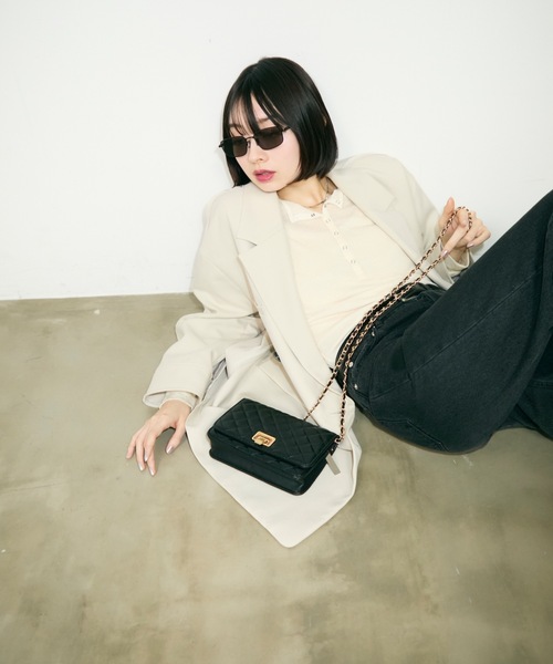 TONER(トナー)の「キルティングチェーンショルダーバッグ/ロゴプレート付き/財布(ショルダーバッグ・レディース・ブラック・FREE)」の5枚目の写真
