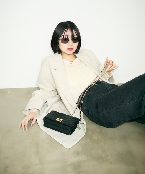 TONER(トナー)の「キルティングチェーンショルダーバッグ/ロゴプレート付き/財布(ショルダーバッグ・レディース・ブラック・FREE)」の6枚目の写真