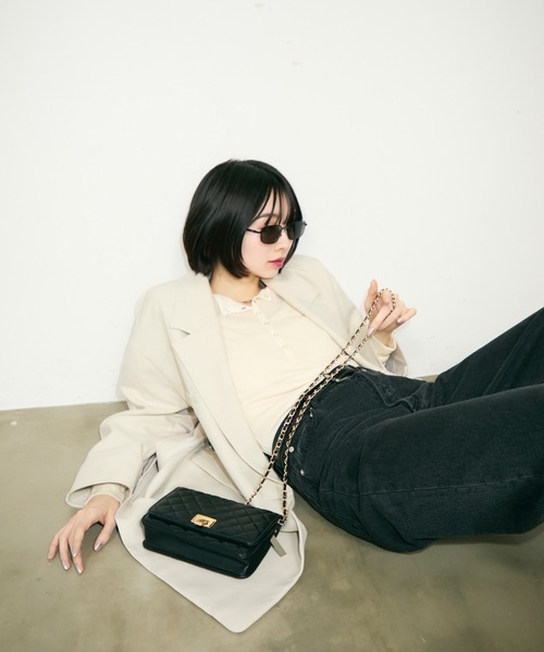 TONER(トナー)の「キルティングチェーンショルダーバッグ/ロゴプレート付き/財布(ショルダーバッグ・レディース・ブラック・FREE)」の7枚目の写真