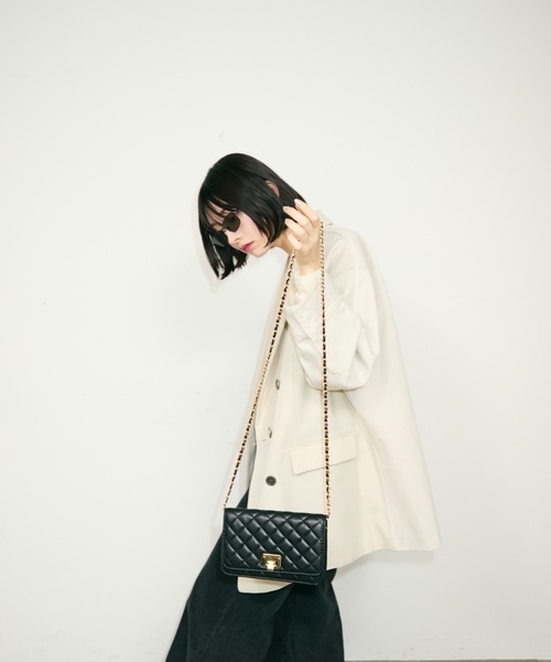TONER(トナー)の「キルティングチェーンショルダーバッグ/ロゴプレート付き/財布(ショルダーバッグ・レディース・ブラック・FREE)」の8枚目の写真
