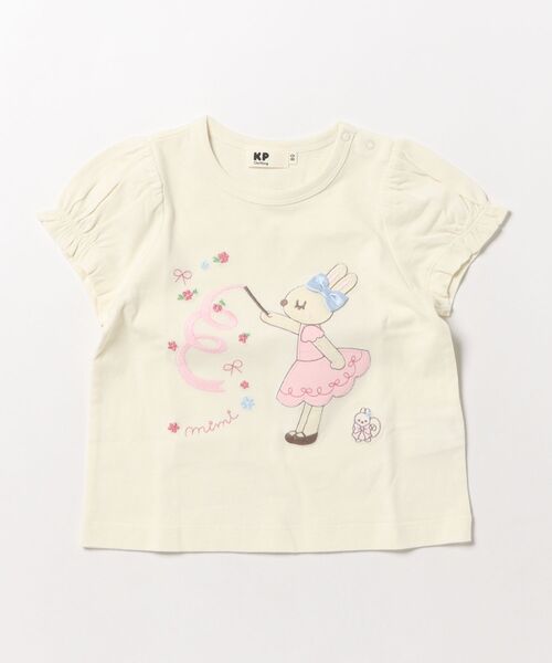 KP(ケーピー)の「mimiちゃん アップリケ Tシャツ(Tシャツ/カットソー・キッズ・キナリ/ラベンダー・140cm/130cm/120cm/110cm/100cm/90cm/80cm)」の2枚目の写真
