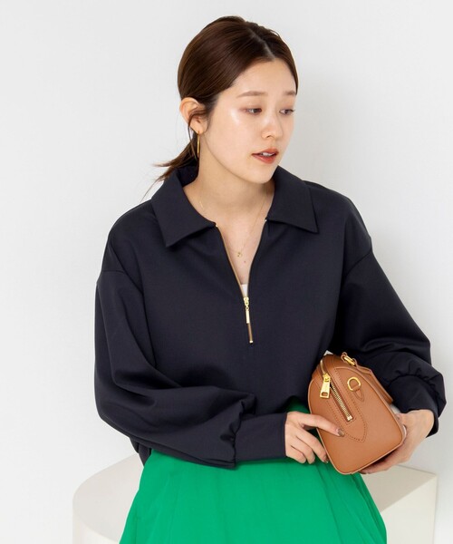 NOLLEY’S(ノーリーズ)の「ウォッシャブルダンボール襟付きプルオーバー(スウェット・レディース・オフホワイト/ネイビー・38)」の8枚目の写真