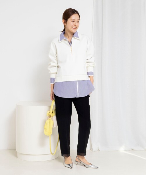 NOLLEY’S(ノーリーズ)の「ウォッシャブルダンボール襟付きプルオーバー(スウェット・レディース・オフホワイト/ネイビー・38)」の13枚目の写真