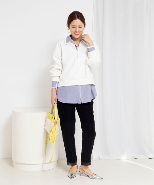 NOLLEY’S(ノーリーズ)の「ウォッシャブルダンボール襟付きプルオーバー(スウェット・レディース・オフホワイト/ネイビー・38)」の14枚目の写真