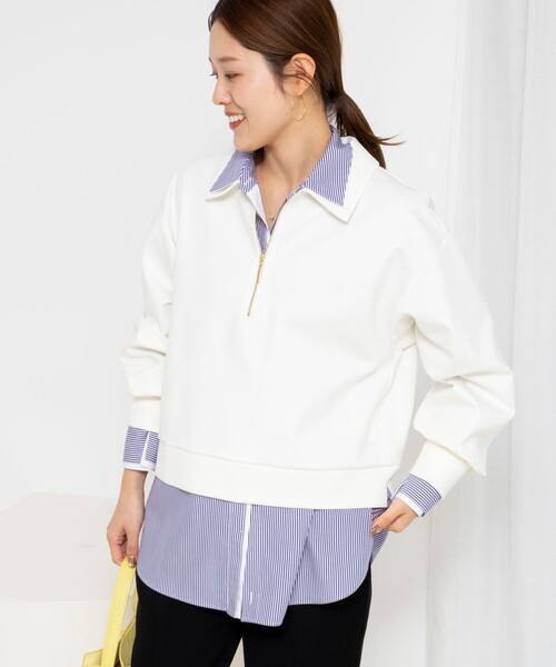 NOLLEY’S(ノーリーズ)の「ウォッシャブルダンボール襟付きプルオーバー(スウェット・レディース・オフホワイト/ネイビー・38)」の16枚目の写真