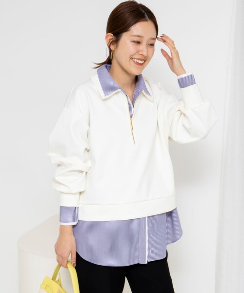 NOLLEY’S(ノーリーズ)の「ウォッシャブルダンボール襟付きプルオーバー(スウェット・レディース・オフホワイト/ネイビー・38)」の17枚目の写真