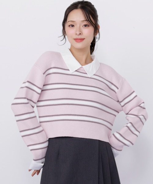 JILL by JILL STUART(ジルバイジルスチュアート)の「衿付きクロップドゆるニット(ニット/セーター・レディース・ブルー系その他/ネイビー/ピンク系その他・FREE)」の14枚目の写真