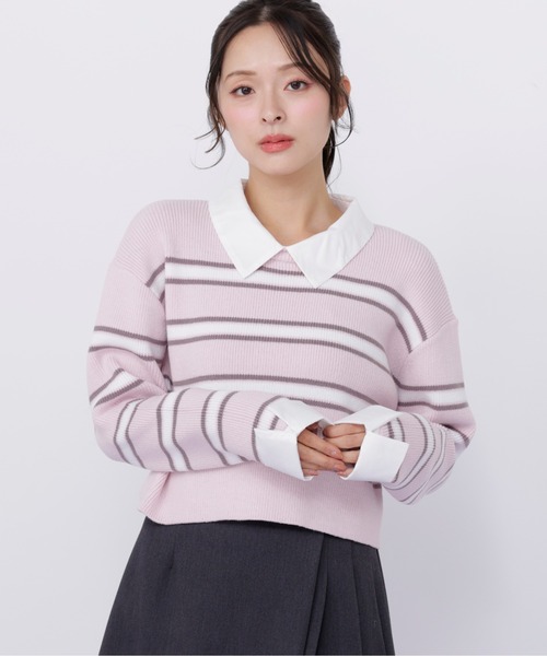 JILL by JILL STUART(ジルバイジルスチュアート)の「衿付きクロップドゆるニット(ニット/セーター・レディース・ブルー系その他/ネイビー/ピンク系その他・FREE)」の17枚目の写真
