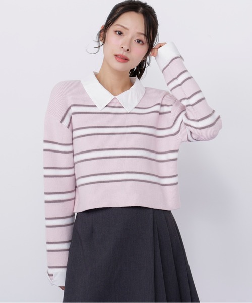 JILL by JILL STUART(ジルバイジルスチュアート)の「衿付きクロップドゆるニット(ニット/セーター・レディース・ブルー系その他/ネイビー/ピンク系その他・FREE)」の15枚目の写真