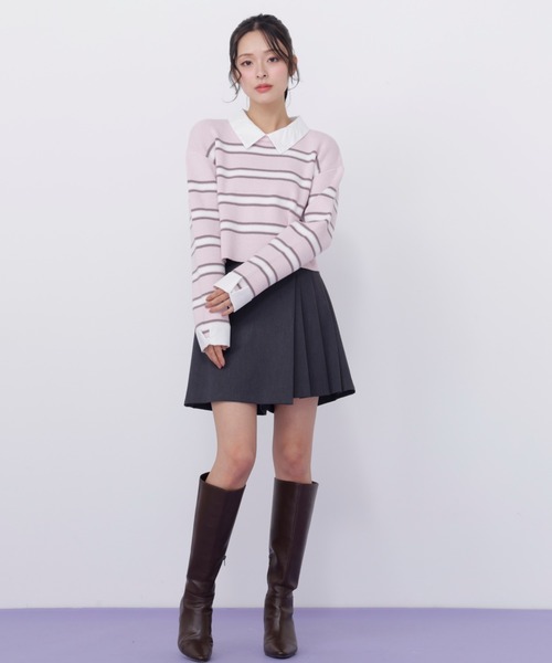 JILL by JILL STUART(ジルバイジルスチュアート)の「衿付きクロップドゆるニット(ニット/セーター・レディース・ブルー系その他/ネイビー/ピンク系その他・FREE)」の21枚目の写真