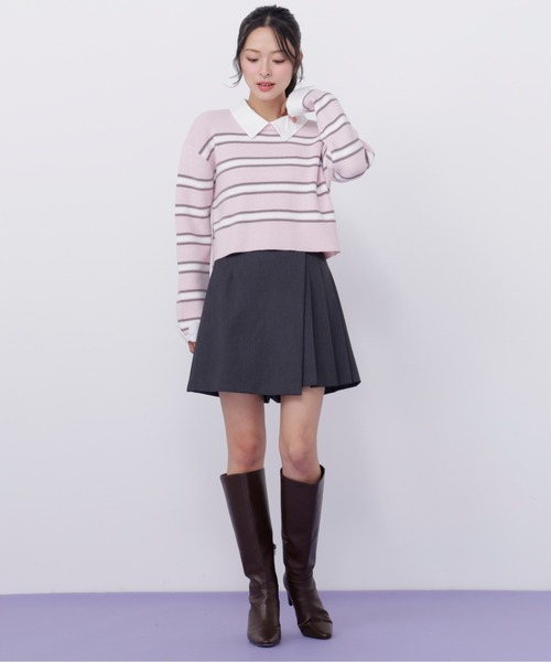 JILL by JILL STUART(ジルバイジルスチュアート)の「衿付きクロップドゆるニット(ニット/セーター・レディース・ブルー系その他/ネイビー/ピンク系その他・FREE)」の20枚目の写真