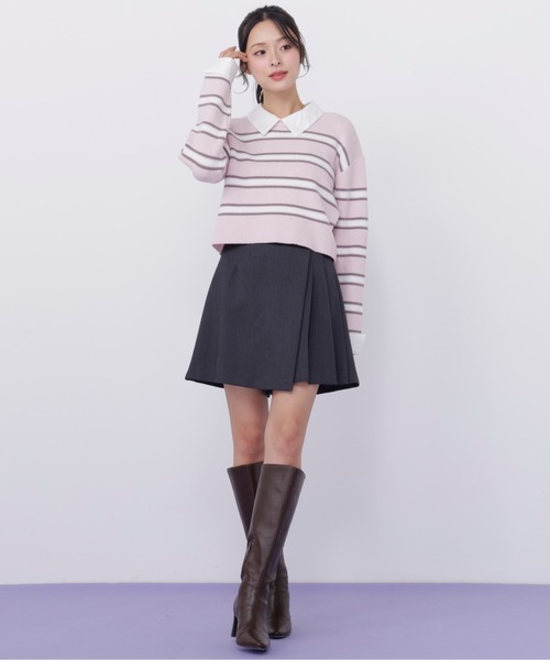 JILL by JILL STUART(ジルバイジルスチュアート)の「衿付きクロップドゆるニット(ニット/セーター・レディース・ブルー系その他/ネイビー/ピンク系その他・FREE)」の18枚目の写真