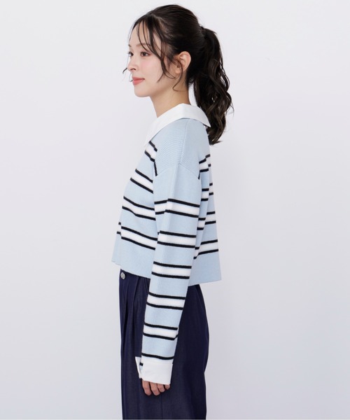 JILL by JILL STUART(ジルバイジルスチュアート)の「衿付きクロップドゆるニット(ニット/セーター・レディース・ブルー系その他/ネイビー/ピンク系その他・FREE)」の12枚目の写真