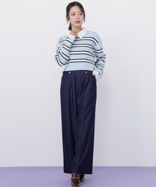 JILL by JILL STUART(ジルバイジルスチュアート)の「衿付きクロップドゆるニット(ニット/セーター・レディース・ブルー系その他/ネイビー/ピンク系その他・FREE)」の10枚目の写真