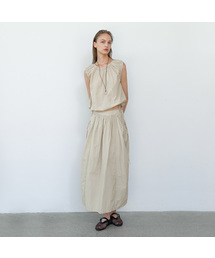 MIA RIBBON SET-UP SHIRRING SKIRT(SK-5021)