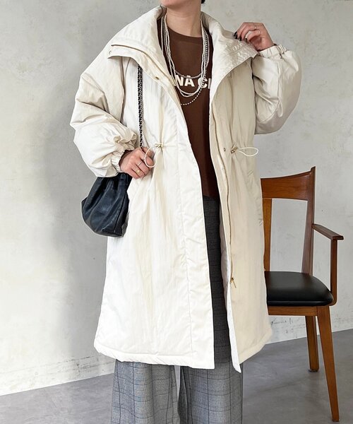 un dix cors（アンディコール）の「ウエストドロストロングコート（その他アウター・レディース・ブラック/グレイッシュベージュ/オリーブ・FREE）」の2枚目の写真