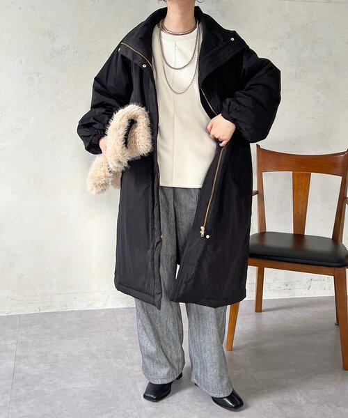 un dix cors（アンディコール）の「ウエストドロストロングコート（その他アウター・レディース・ブラック/グレイッシュベージュ/オリーブ・FREE）」の6枚目の写真