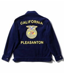 Revo.（レボ）の「HOUSTON ヒューストン INDIGO CORDUROY EMBROIDERY FFA JACKET チェーンステッチ ロゴ FFA 刺繍 インディゴ コーデュロイ ファーマーズジャケット（ブルゾン）」